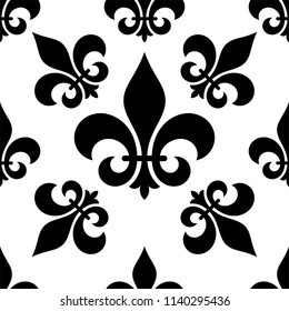 Fleur De Lis Seamless Pattern, Fleur-De-Lys Or Flower-De-Luce, The Decorative Stylized Lily Vector Art Illustration