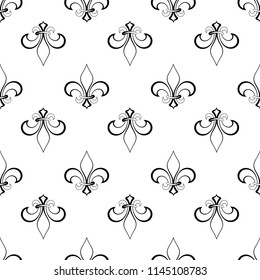 Fleur De Lis Seamless Pattern, Fleur-De-Lys Or Flower-De-Luce, The Decorative Stylized Lily Vector Art Illustration