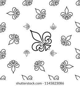 Fleur De Lis Seamless Pattern, Fleur-De-Lys Or Flower-De-Luce, The Decorative Stylized Lily Vector Art Illustration