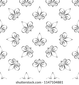 Fleur De Lis Seamless Pattern, Fleur-De-Lys Or Flower-De-Luce, The Decorative Stylized Lily Vector Art Illustration