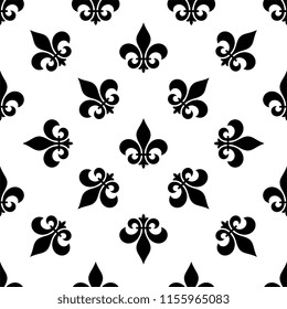 Fleur De Lis Seamless Pattern, Fleur-De-Lys Or Flower-De-Luce, The Decorative Stylized Lily Vector Art Illustration