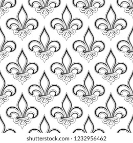 Fleur De Lis Seamless Pattern, Fleur-De-Lys Or Flower-De-Luce, The Decorative Stylized Lily Vector Art Illustration