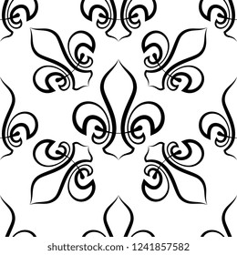 Fleur De Lis Seamless Pattern, Fleur-De-Lys Or Flower-De-Luce, The Decorative Stylized Lily Vector Art Illustration