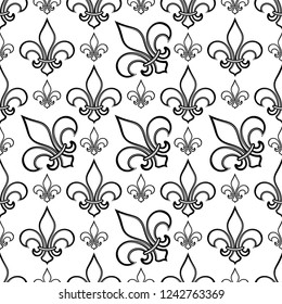 Fleur De Lis Seamless Pattern, Fleur-De-Lys Or Flower-De-Luce, The Decorative Stylized Lily Vector Art Illustration