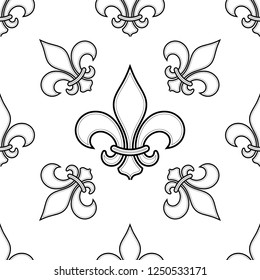 Fleur De Lis Seamless Pattern, Fleur-De-Lys Or Flower-De-Luce, The Decorative Stylized Lily Vector Art Illustration