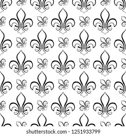 Fleur De Lis Seamless Pattern, Fleur-De-Lys Or Flower-De-Luce, The Decorative Stylized Lily Vector Art Illustration