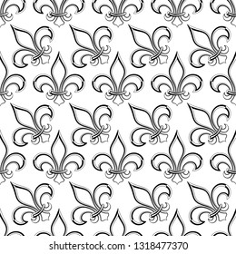 Fleur De Lis Seamless Pattern, Fleur-De-Lys Or Flower-De-Luce, The Decorative Stylized Lily Vector Art Illustration