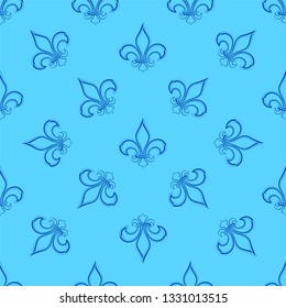 Fleur De Lis Seamless Pattern, Fleur-De-Lys Or Flower-De-Luce, The Decorative Stylized Lily Vector Art Illustration