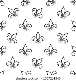 Fleur De Lis Seamless Pattern, Fleur-De-Lys Or Flower-De-Luce, The Decorative Stylized Lily Vector Art Illustration