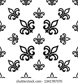 Fleur De Lis Seamless Pattern, Fleur-De-Lys Or Flower-De-Luce, The Decorative Stylized Lily Vector Art Illustration