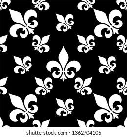 Fleur De Lis Seamless Pattern, Fleur-De-Lys Or Flower-De-Luce, The Decorative Stylized Lily Vector Art Illustration