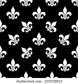 Fleur De Lis Seamless Pattern, Fleur-De-Lys Or Flower-De-Luce, The Decorative Stylized Lily Vector Art Illustration