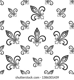 Fleur De Lis Seamless Pattern, Fleur-De-Lys Or Flower-De-Luce, The Decorative Stylized Lily Vector Art Illustration