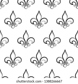 Fleur De Lis Seamless Pattern, Fleur-De-Lys Or Flower-De-Luce, The Decorative Stylized Lily Vector Art Illustration