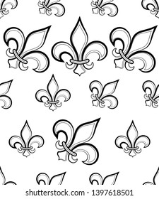 Fleur De Lis Seamless Pattern, Fleur-De-Lys Or Flower-De-Luce, The Decorative Stylized Lily Vector Art Illustration