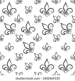 Fleur De Lis Seamless Pattern, Fleur-De-Lys Or Flower-De-Luce, The Decorative Stylized Lily Vector Art Illustration