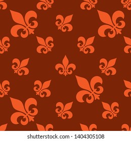 Fleur De Lis Seamless Pattern, Fleur-De-Lys Or Flower-De-Luce, The Decorative Stylized Lily Vector Art Illustration