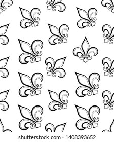 Fleur De Lis Seamless Pattern, Fleur-De-Lys Or Flower-De-Luce, The Decorative Stylized Lily Vector Art Illustration