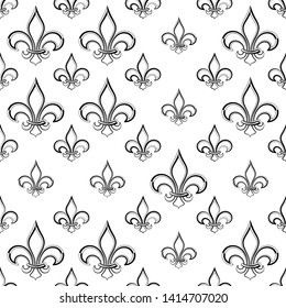 Fleur De Lis Seamless Pattern, Fleur-De-Lys Or Flower-De-Luce, The Decorative Stylized Lily Vector Art Illustration