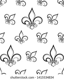 Fleur De Lis Seamless Pattern, Fleur-De-Lys Or Flower-De-Luce, The Decorative Stylized Lily Vector Art Illustration