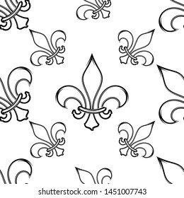 Fleur De Lis Seamless Pattern, Fleur-De-Lys Or Flower-De-Luce, The Decorative Stylized Lily Vector Art Illustration