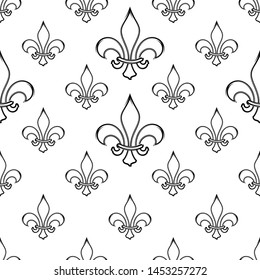 Fleur De Lis Seamless Pattern, Fleur-De-Lys Or Flower-De-Luce, The Decorative Stylized Lily Vector Art Illustration