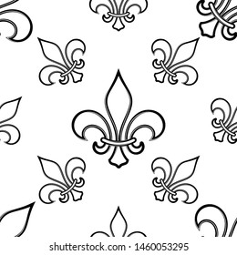 Fleur De Lis Seamless Pattern, Fleur-De-Lys Or Flower-De-Luce, The Decorative Stylized Lily Vector Art Illustration