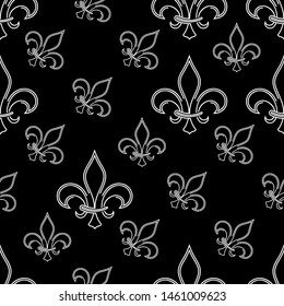 Fleur De Lis Seamless Pattern, Fleur-De-Lys Or Flower-De-Luce, The Decorative Stylized Lily Vector Art Illustration