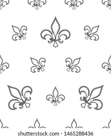 Fleur De Lis Seamless Pattern, Fleur-De-Lys Or Flower-De-Luce, The Decorative Stylized Lily Vector Art Illustration