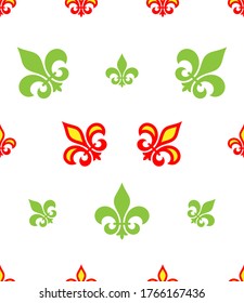 Fleur de Lis Nahtloses Muster, Fleur-De-Lys oder Blume-De-Luce, die dekorative Lily-Vektorgrafik