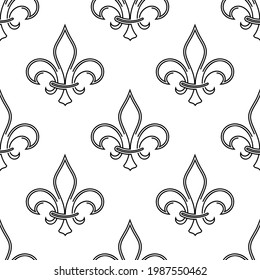 Fleur de Lis Nahtloses Muster, Fleur-De-Lys oder Blume-De-Luce, die dekorative Lily-Vektorgrafik