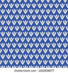 Fleur de lis seamless pattern. White on blue background.