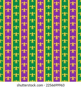 Fleur de Lis  seamless pattern.  Mardi Gras vector background.  Easy to edit template for carnival decorations. 