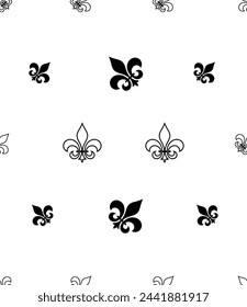 Fleur de Lis Nahtloses Muster, Fleur-de-Lys oder Flower-de-Luce, die dekorative stilisierte Lilien-Vektor-Kunst-Illustration