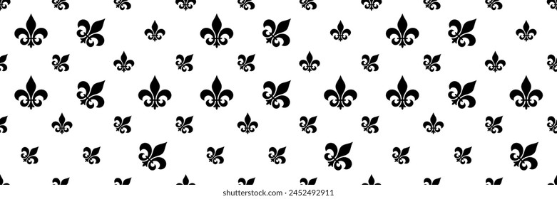 Fleur De Lis Seamless Pattern, Fleur-De-Lys Or Flower-De-Luce, The Decorative Stylized Lily Vector Art Illustration