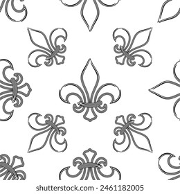 Fleur de Lis Seamless Pattern, Fleur-de-Lys oder Flower-de-Luce, die dekorative stilisierte Lilien-Vektorgrafik-Illustration