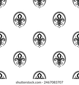 Fleur de Lis Seamless Pattern, Fleur-de-Lys oder Flower-de-Luce, die dekorative stilisierte Lilien-Vektorgrafik-Illustration