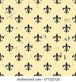 Fleur de lis  seamless pattern. Ols style template. Floral classic texture. royal lily retro background. Design vintage for card, wallpaper, wrapping, textile.