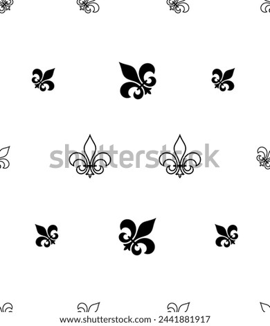 Fleur De Lis Seamless Pattern, Fleur-De-Lys Or Flower-De-Luce, The Decorative Stylized Lily Vector Art Illustration