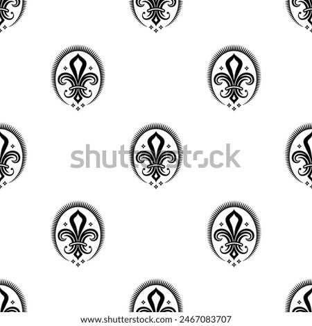 Fleur De Lis Seamless Pattern, Fleur-De-Lys Or Flower-De-Luce, The Decorative Stylized Lily Vector Art Illustration
