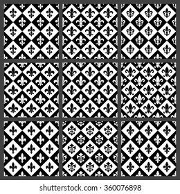 Fleur de lis seamless patterns set