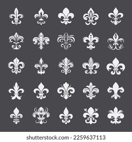 Fleur De Lis Set. Heraldic Lily Collection, Vector Illustration