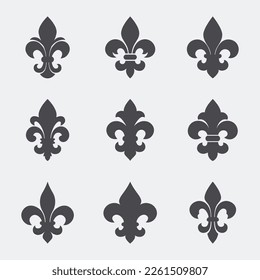 Fleur De Lis Set. Heraldic Lily Icon Collection, Vector Illustration