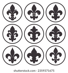 Fleur De Lis Set. Heraldic Lily Collection, Vector Illustration