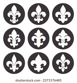Fleur De Lis Set. Heraldic Lily Collection, Vector Illustration