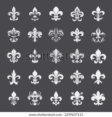 Fleur De Lis Set. Heraldic Lily Collection, Vector Illustration