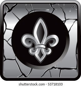 fleur de lis silver cracked web button