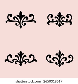 Conjunto de vetores de espiral Fleur de Lis.
