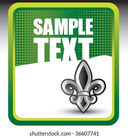 fleur de lis symbol on green checkered banner