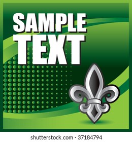 fleur de lis symbol on green halftone advertisement